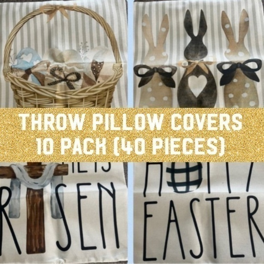 Easter Pillow Covers for Resellers Lot Bundle Holiday Gift Presents Bunny Jesus
